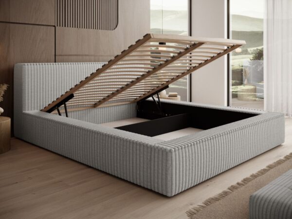 Łóżko sypialniane LAGOS w paski tkanina Tilia