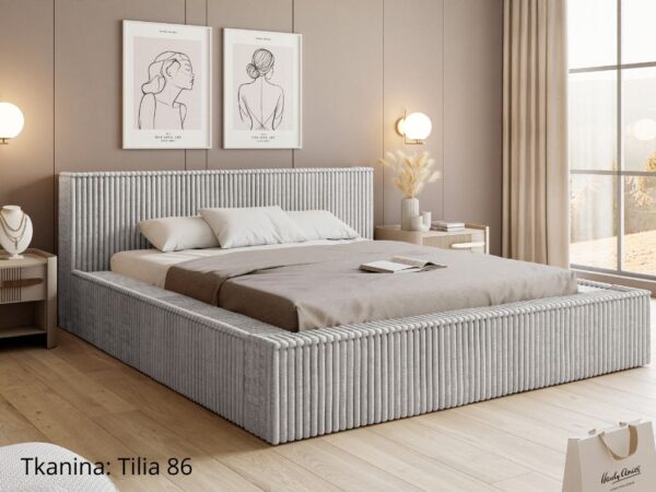 Łóżko sypialniane LAGOS w paski tkanina Tilia