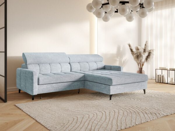 Narożnik BAMBI 225x175 z funkcją spania Vibe 70 błękitny