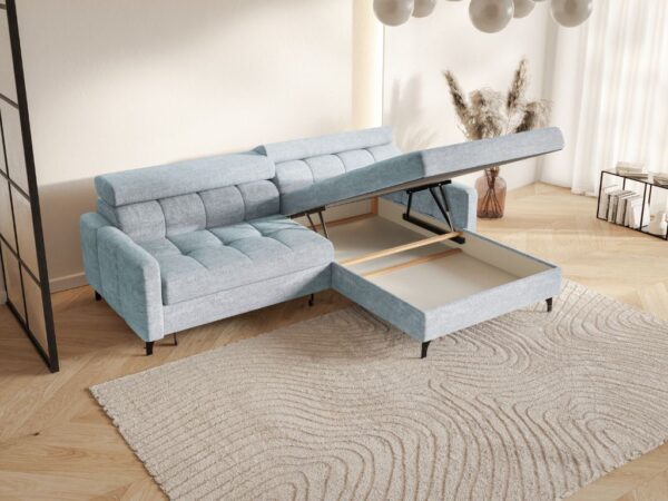 Narożnik BAMBI 225x175 z funkcją spania Vibe 70 błękitny