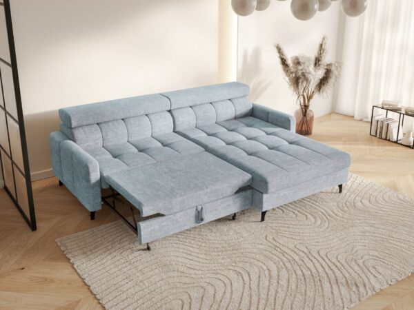 Narożnik BAMBI 225x175 z funkcją spania Vibe 70 błękitny