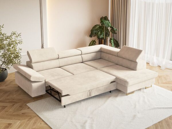 Narożnik rozkładany RELAX beżowy Matt Velvet 08
