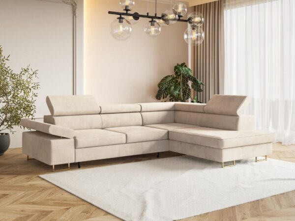 Narożnik rozkładany RELAX beżowy Matt Velvet 08