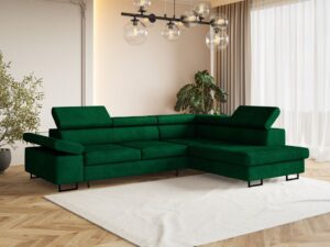 Narożnik rozkładany RELAX butelkowa zieleń Kronos 19