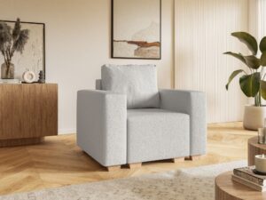 Fotel Soft jasny szary baranek boucle bukla