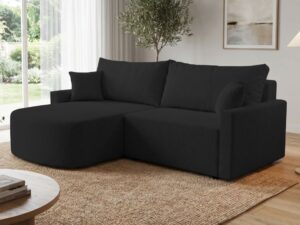 Narożnik DUO 222x155 zaokrąglona otomana boki 10cm czarny