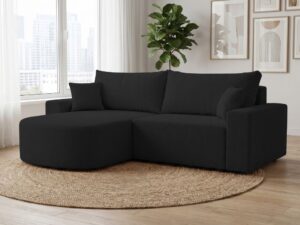 Narożnik DUO 242x155 zaokrąglona otomana boki 20cm czarny